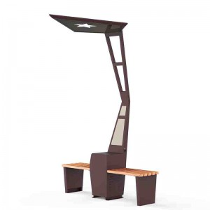 Solar Powered LED Outdoor Lighting with Smart Bench Chariging Phones and Tablets