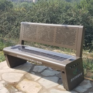 Modern Design Public Phone Charging Smart Solar Metal Patio Bench Seating