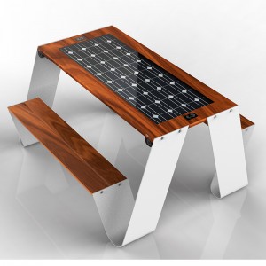 New Design Outdoor Picnic Solar Furniture Smart Park Table Bench Set
