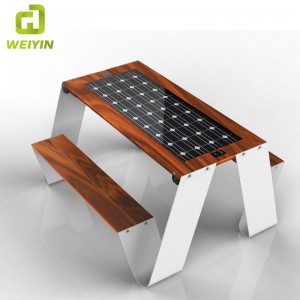 Outdoor Mobile Phone Charging Smart Solar Picnic Steel Table Bench Supplier