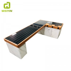 Modern Design Smart Solar Power Phone Charging Furniture Backless Metal Bench for Outdoor