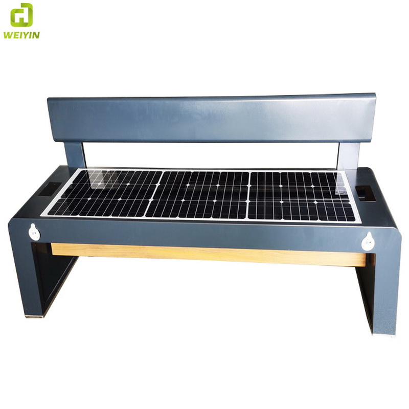 Stainless Steel Gray Clor Smart Wifi USB Charging Solar Outdoor Bench