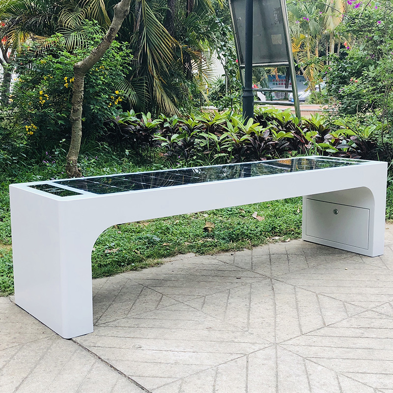 Best Design White Color Solar Power Mobile Charging WiFi Hotpot Smart Garden Bench