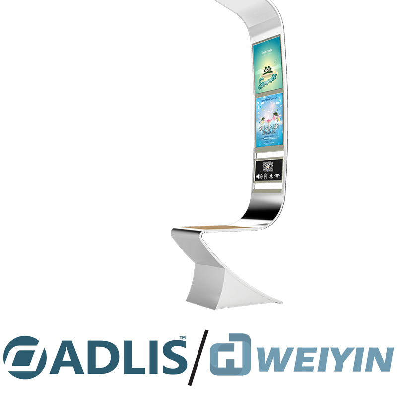 Multi function High Resolution Advertising Solar Bench For Smart City